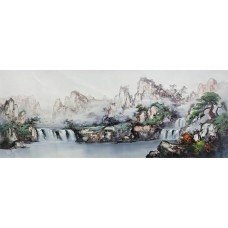 W2203油畫山水畫 